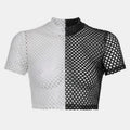 Gothic Black and White Mesh Top