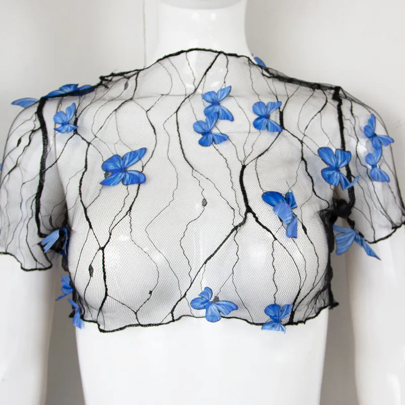 Butterfly Beach See-through Laced Top Set