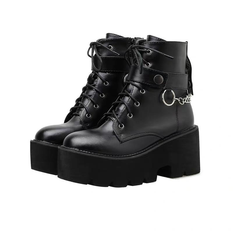 Chain Block Heel Boots