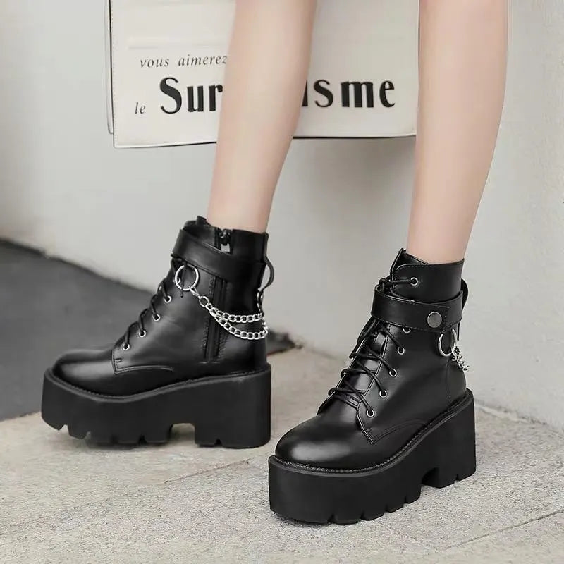Chain Block Heel Boots