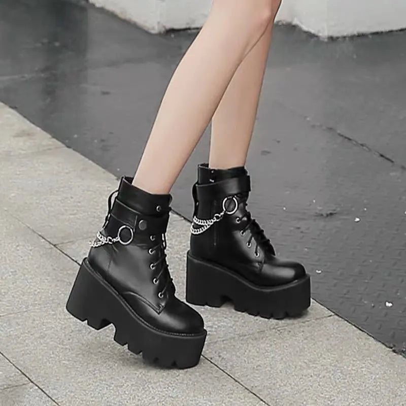 Chain Block Heel Boots