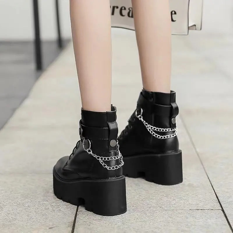 Chain Block Heel Boots
