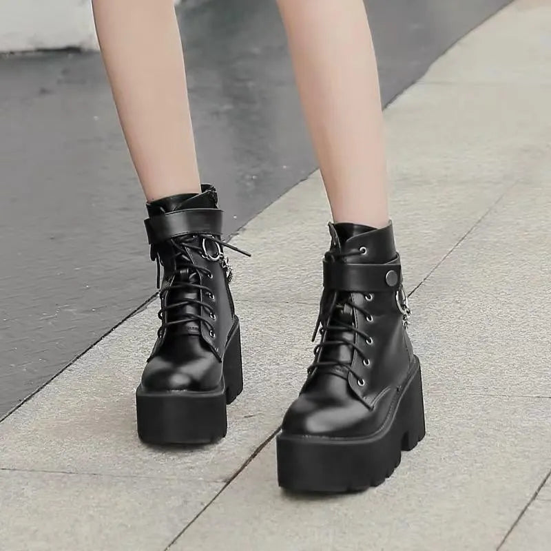 Chain Block Heel Boots