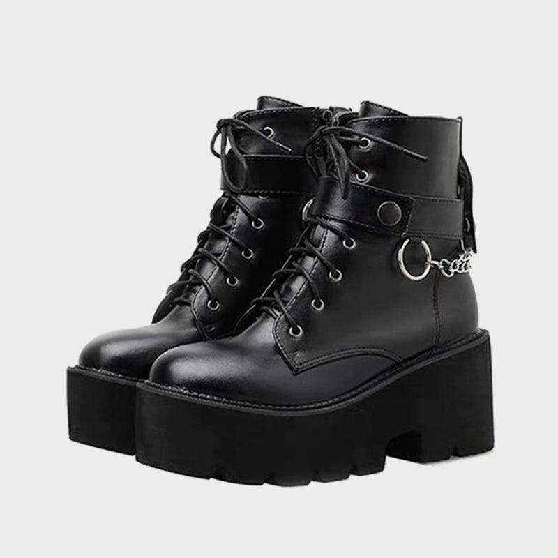Chain Block Heel Boots