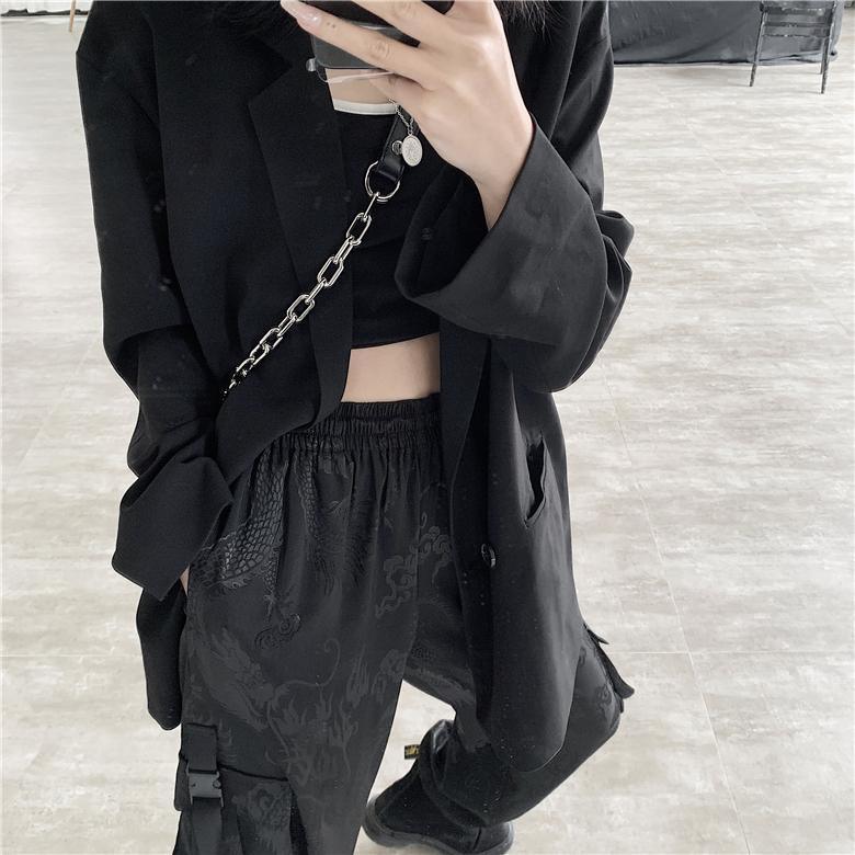 Dragon Print Cargo Jogger Pants