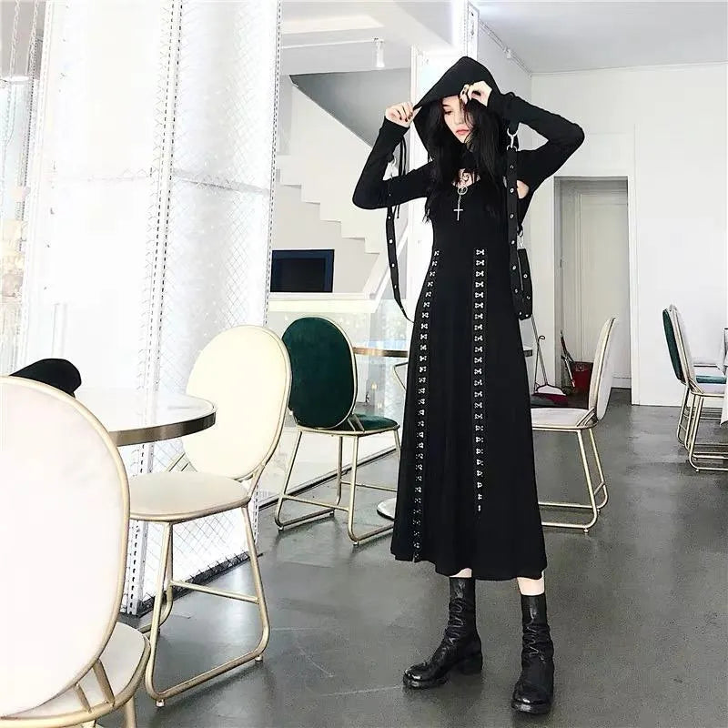 Gothic Punk High Slit Dress