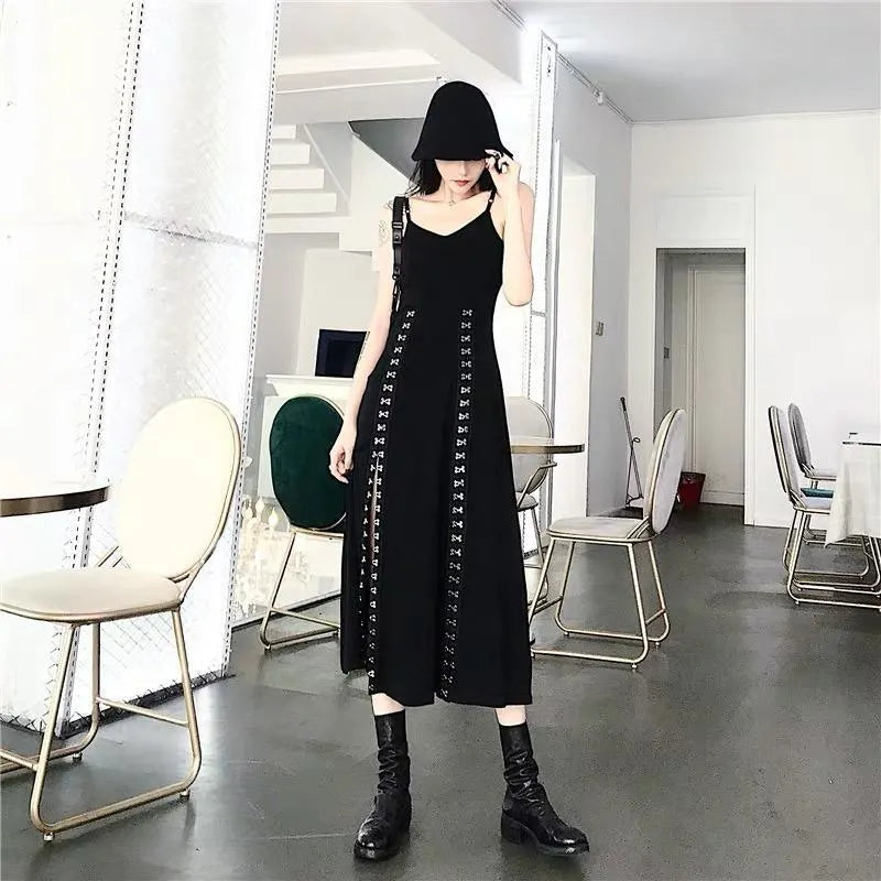 Gothic Punk High Slit Dress