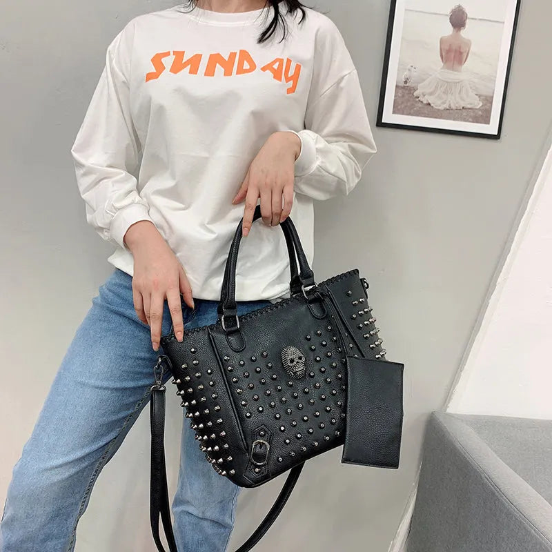 Pack Your Panic Skull Rivets Bag