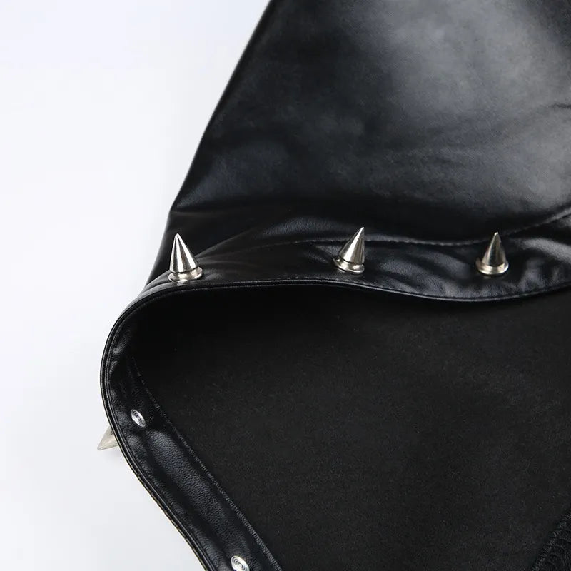 Triangle Cup Hooded Leather Bra