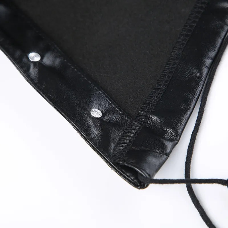 Triangle Cup Hooded Leather Bra