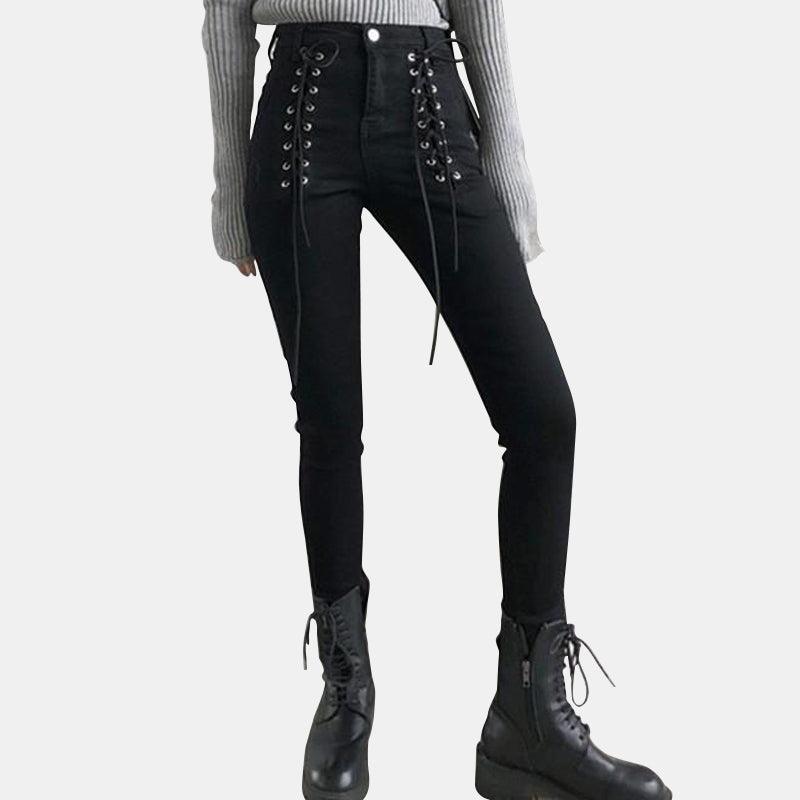 Double Lace Up Skinny Pants