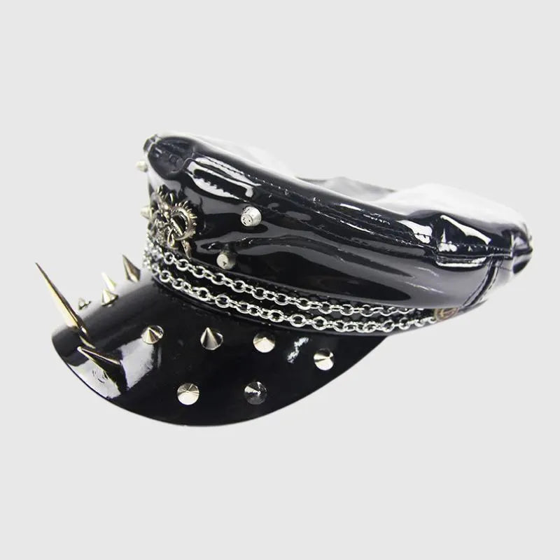 Skull Rivet Chain PU Hat