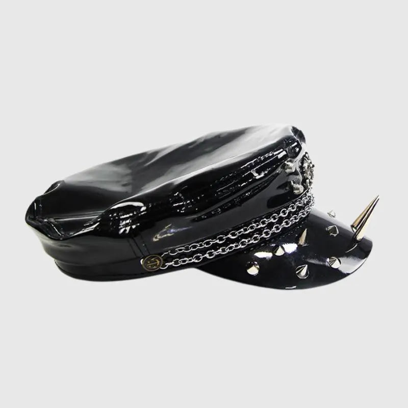 Skull Rivet Chain PU Hat