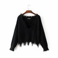 Gothic Distressed Knitted Long Sleeve Sweater