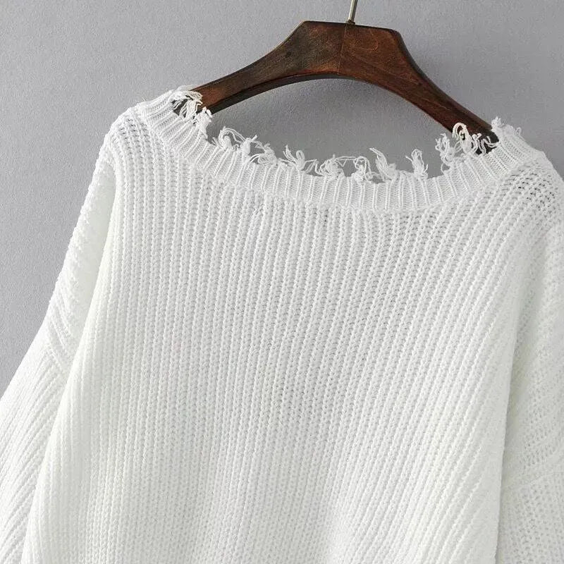 Gothic Distressed Knitted Long Sleeve Sweater