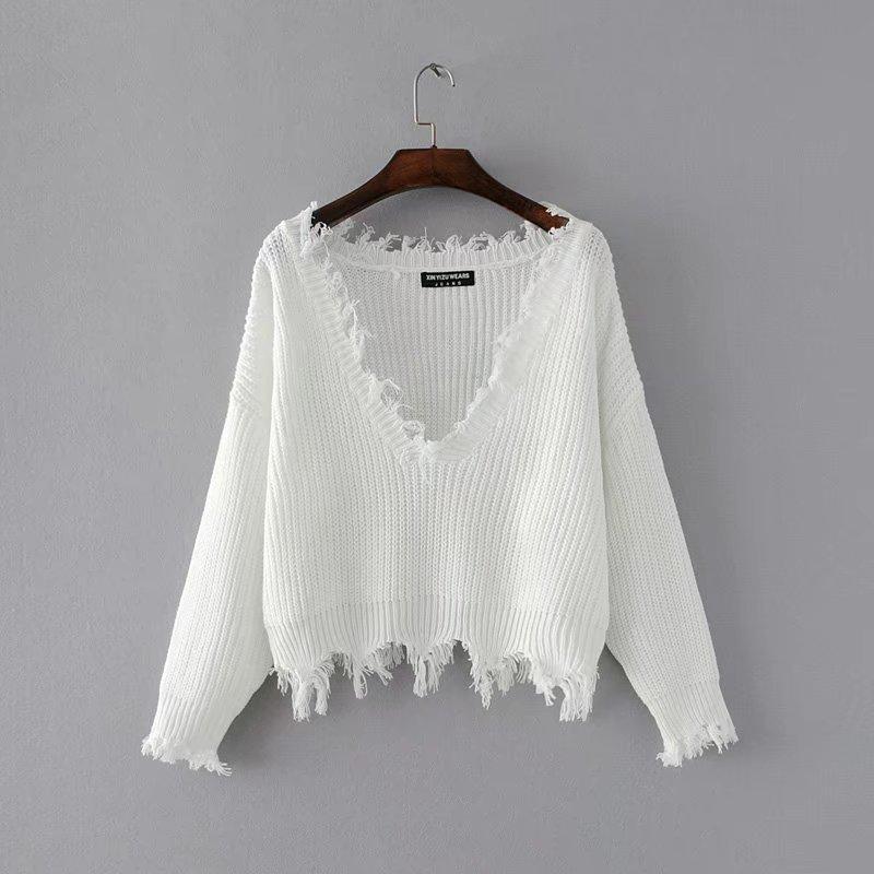 Gothic Distressed Knitted Long Sleeve Sweater
