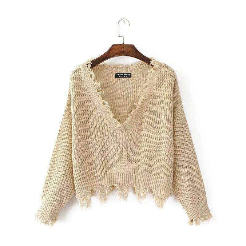 Gothic Distressed Knitted Long Sleeve Sweater