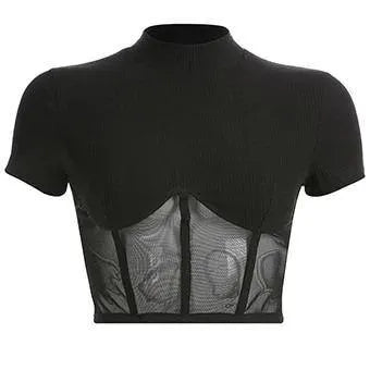 Cropped Mesh Belly Top