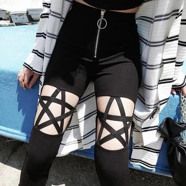 Hollow Punk Star Leggings