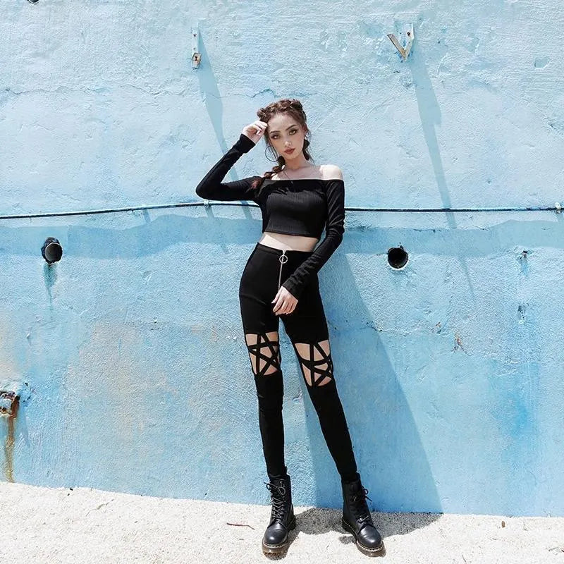Hollow Punk Star Leggings