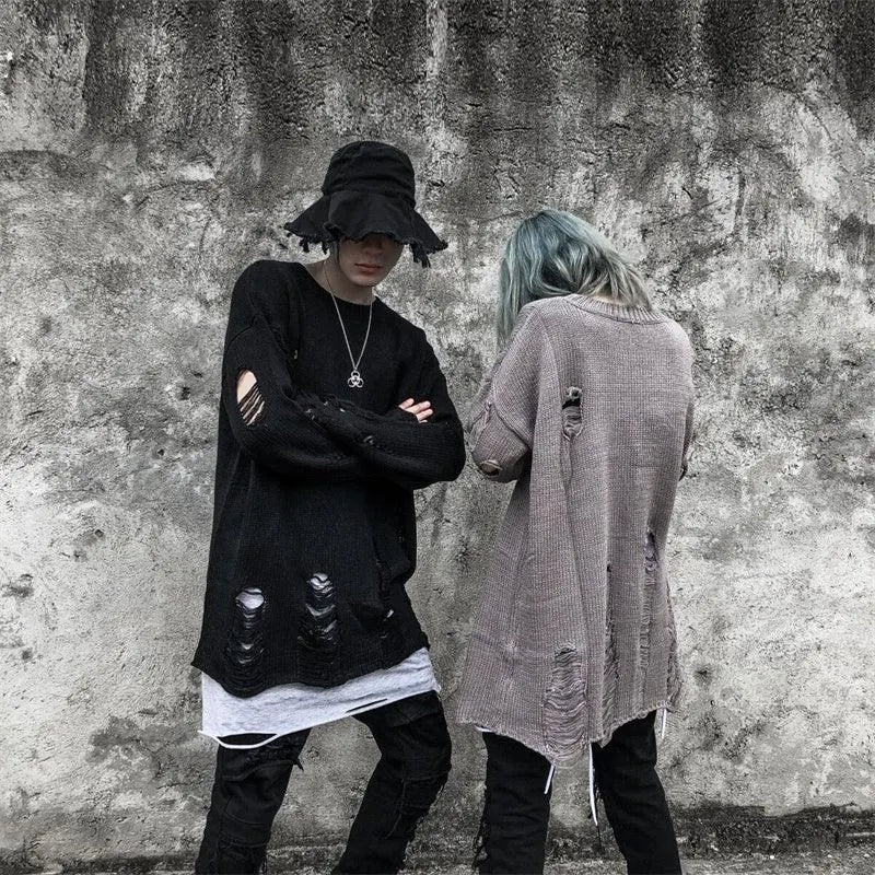 Trendy Punk Tattered Sweater