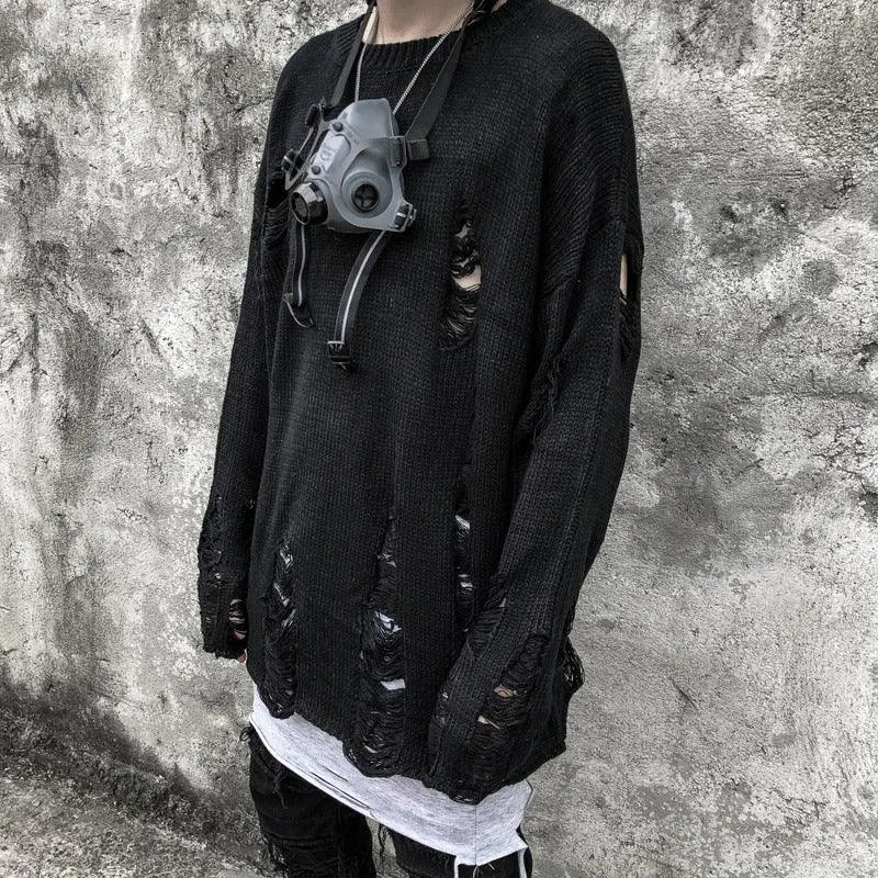 Trendy Punk Tattered Sweater