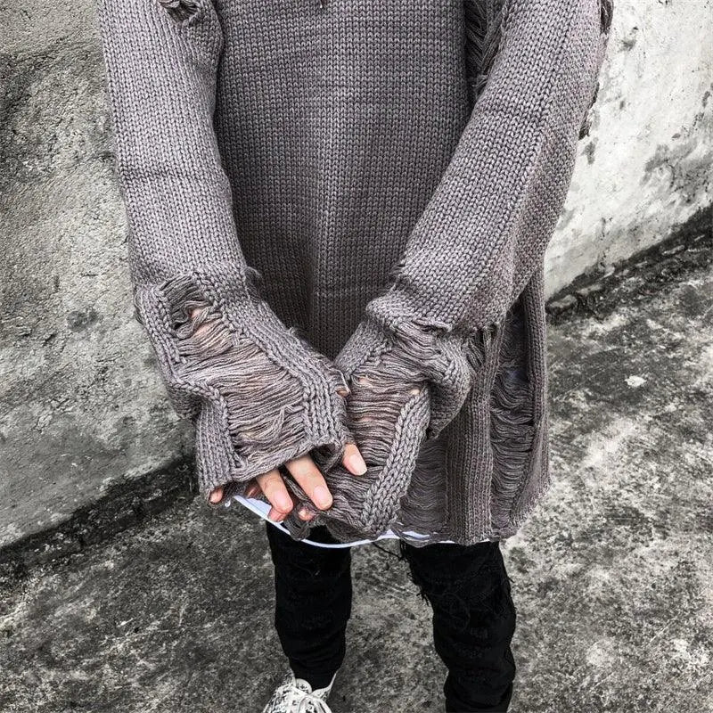 Trendy Punk Tattered Sweater