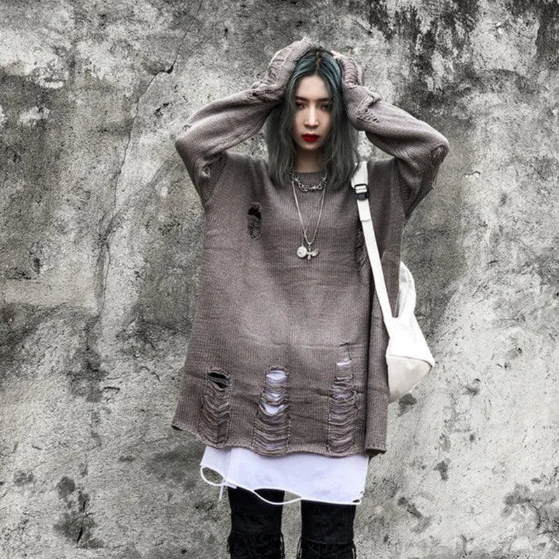 Trendy Punk Tattered Sweater