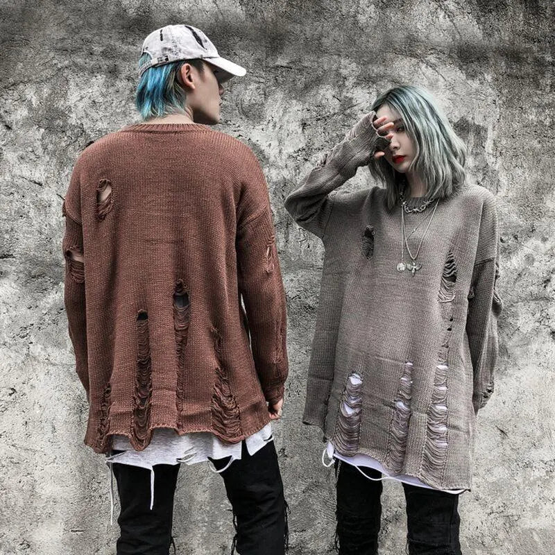 Trendy Punk Tattered Sweater