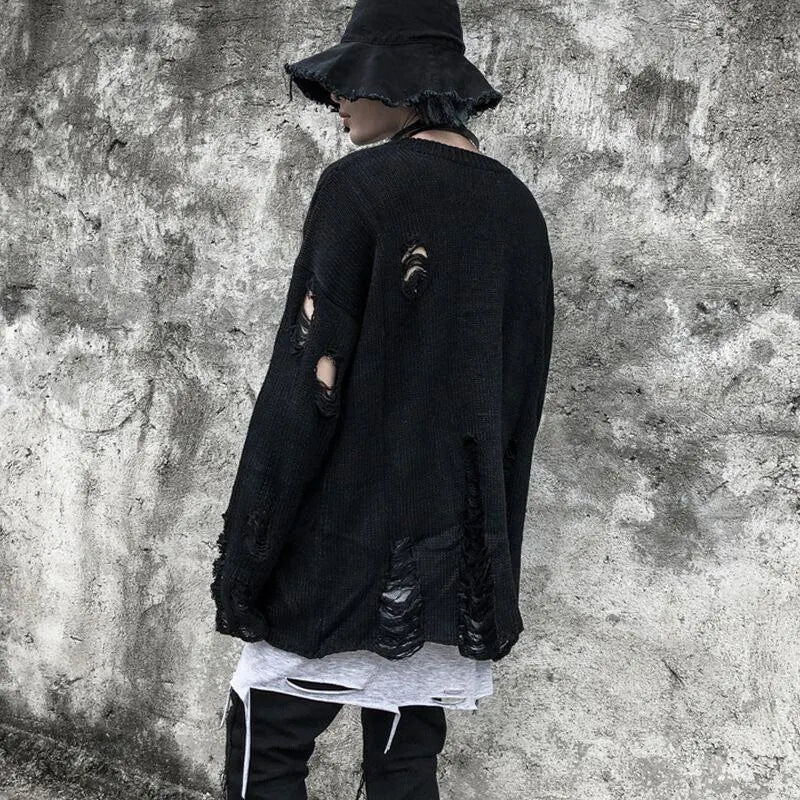 Trendy Punk Tattered Sweater