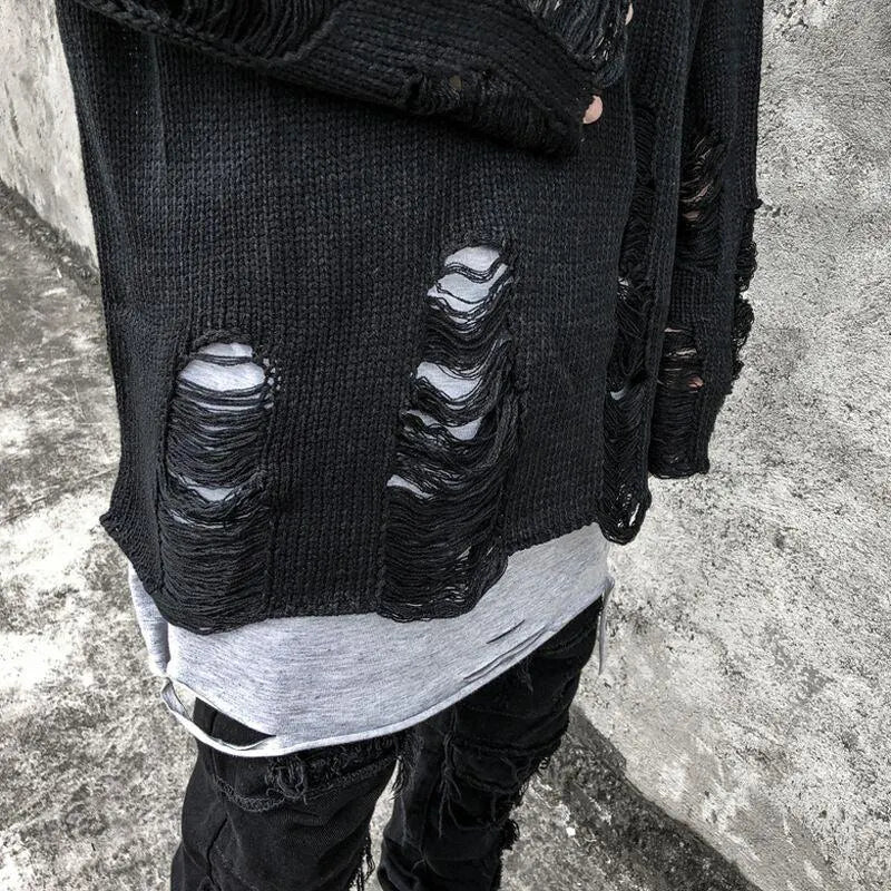 Trendy Punk Tattered Sweater