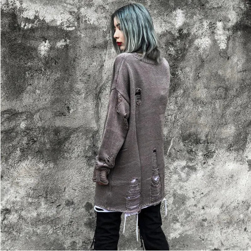 Trendy Punk Tattered Sweater