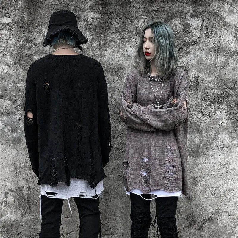 Trendy Punk Tattered Sweater