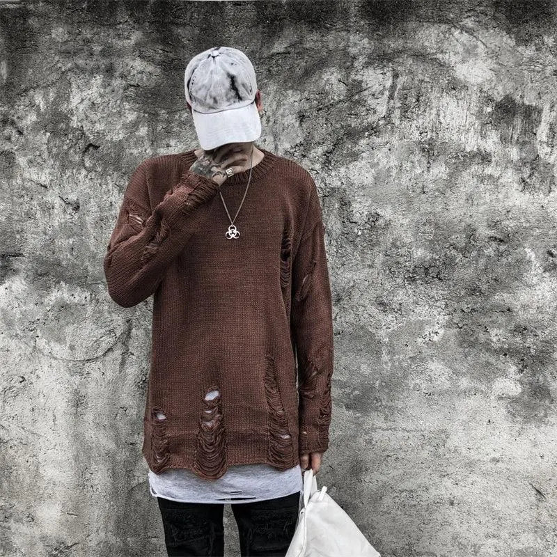 Trendy Punk Tattered Sweater