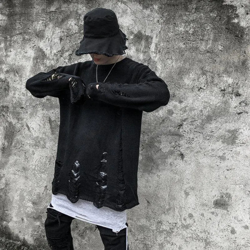 Trendy Punk Tattered Sweater