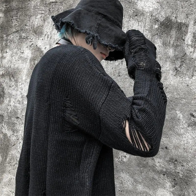 Trendy Punk Tattered Sweater