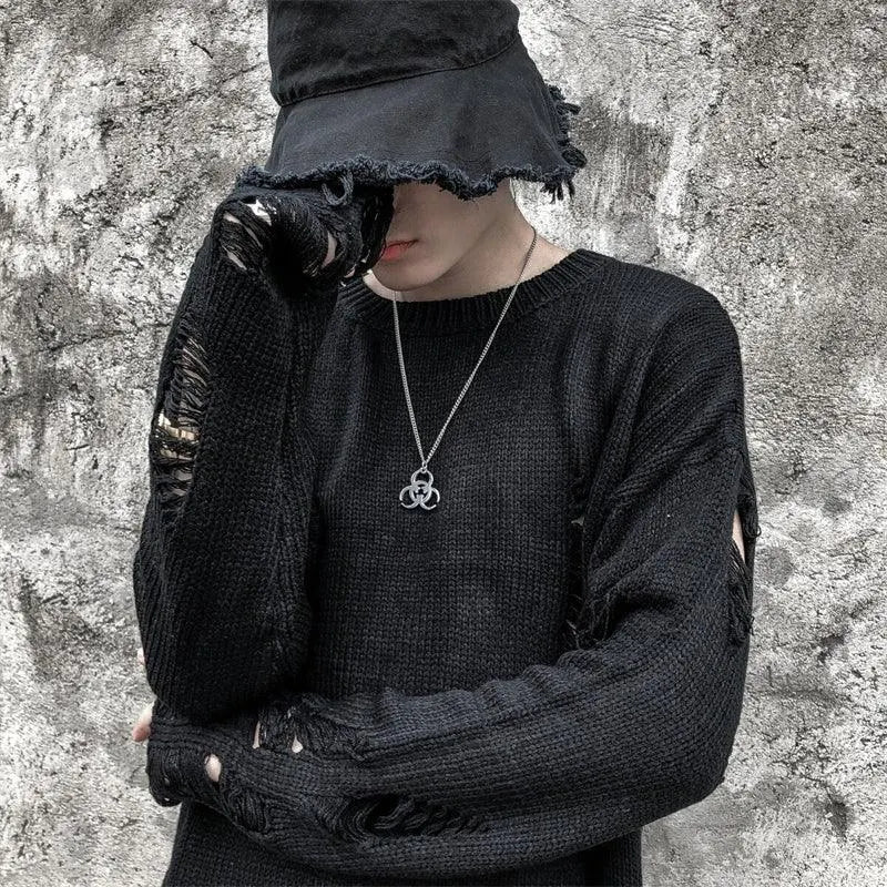Trendy Punk Tattered Sweater