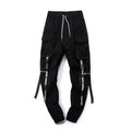 Letter Embroidery Belt Multi Pockets Jogger Pants