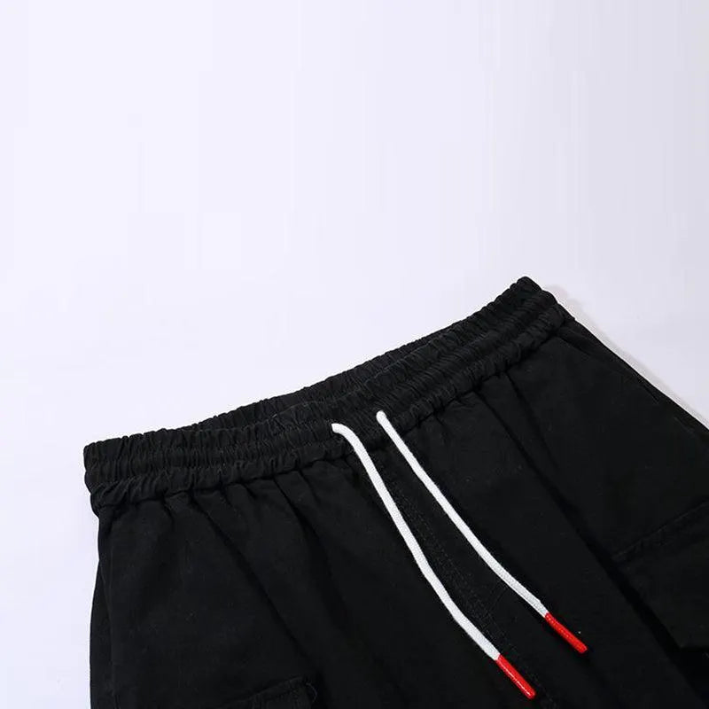 Letter Embroidery Belt Multi Pockets Jogger Pants