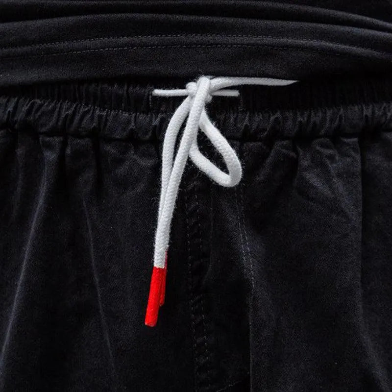 Letter Embroidery Belt Multi Pockets Jogger Pants
