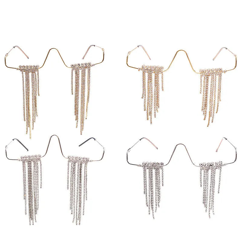 Lovely Idea Fringe Rhinestone Glasses Frame