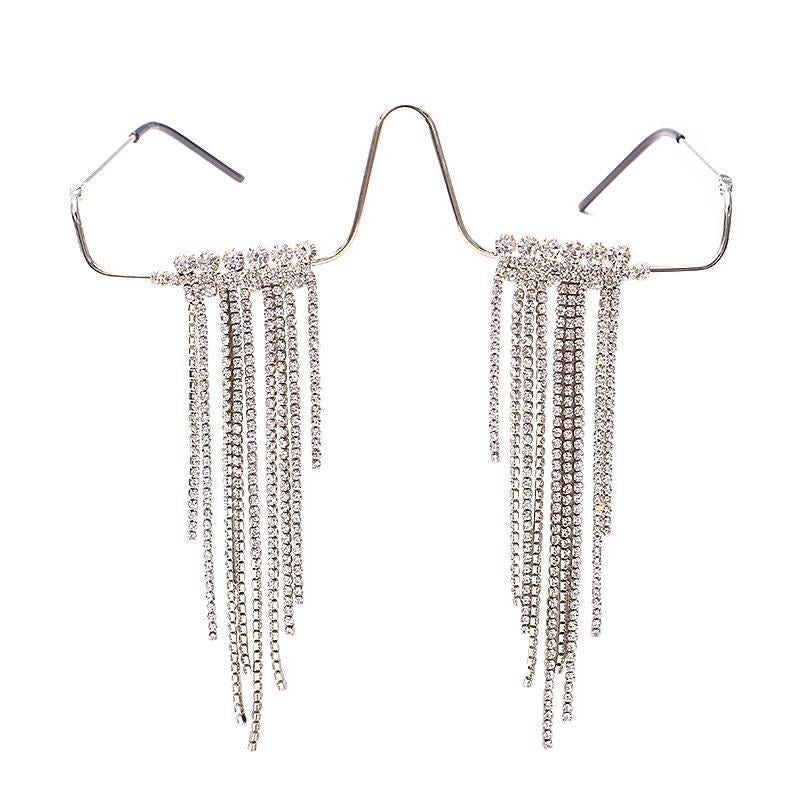 Lovely Idea Fringe Rhinestone Glasses Frame
