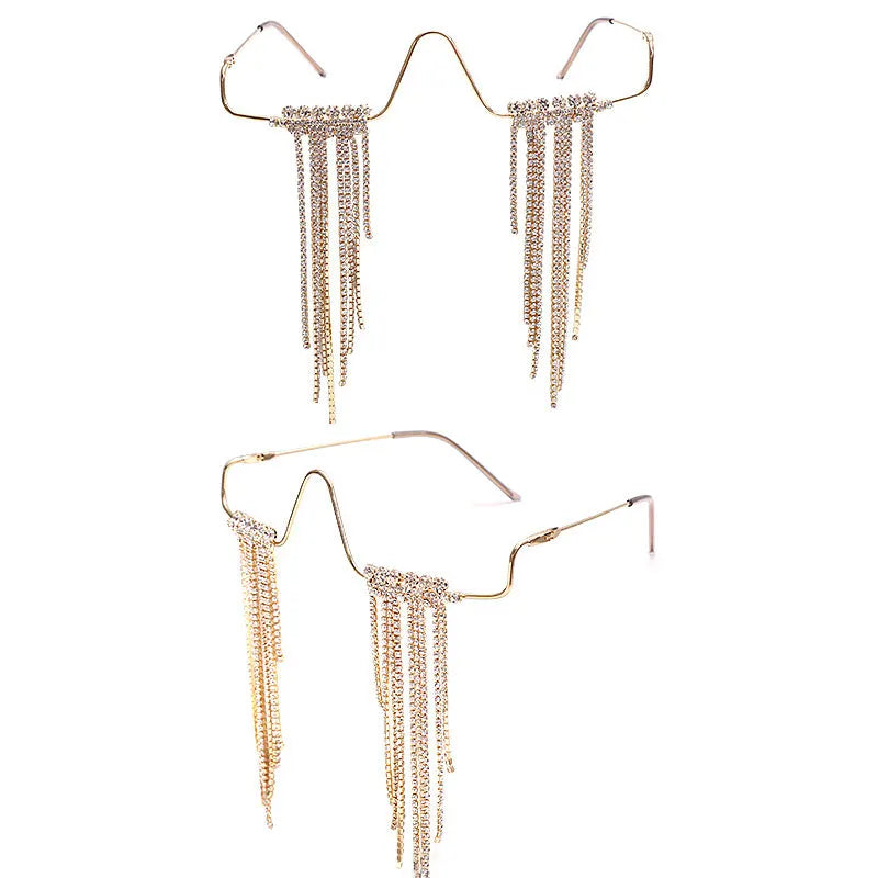 Lovely Idea Fringe Rhinestone Glasses Frame