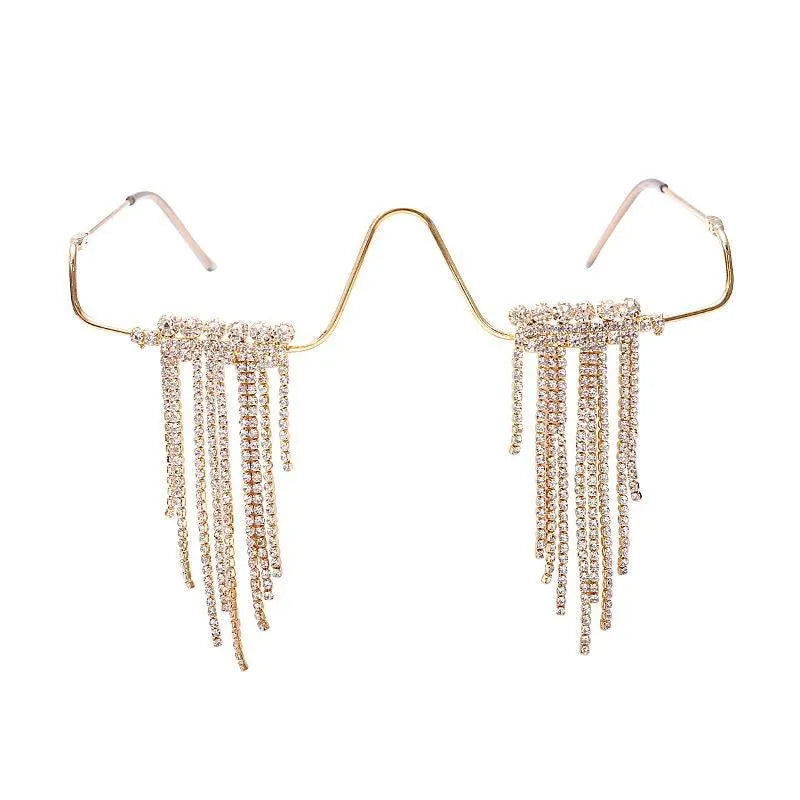 Lovely Idea Fringe Rhinestone Glasses Frame