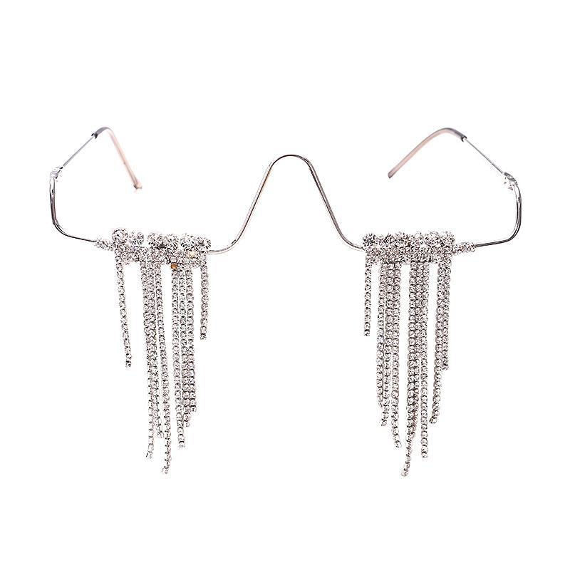 Lovely Idea Fringe Rhinestone Glasses Frame
