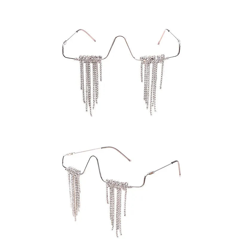 Lovely Idea Fringe Rhinestone Glasses Frame