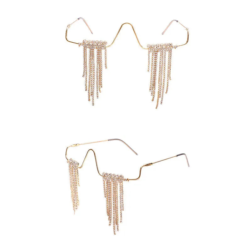 Lovely Idea Fringe Rhinestone Glasses Frame