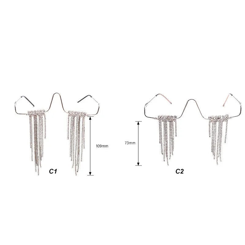 Lovely Idea Fringe Rhinestone Glasses Frame