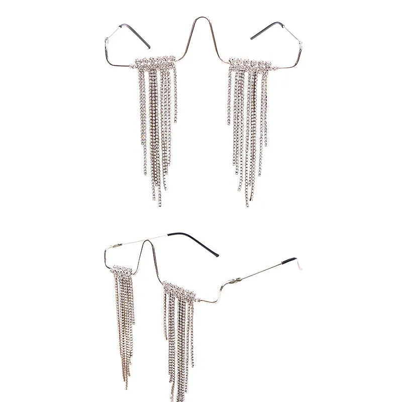 Lovely Idea Fringe Rhinestone Glasses Frame