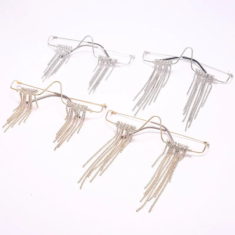 Lovely Idea Fringe Rhinestone Glasses Frame